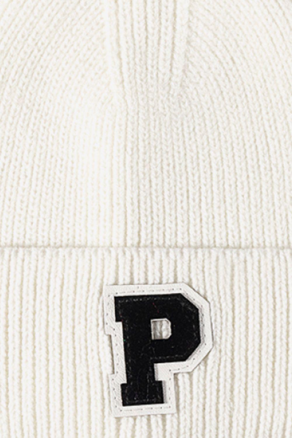 Letter Patch Cuffed Knit Beanie BLUE ZONE PLANET