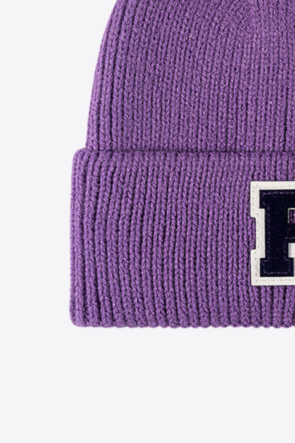 Letter Patch Cuffed Knit Beanie BLUE ZONE PLANET