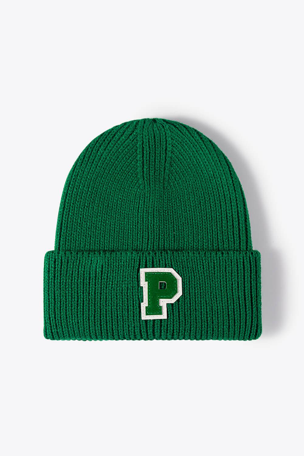 Letter Patch Cuffed Knit Beanie BLUE ZONE PLANET