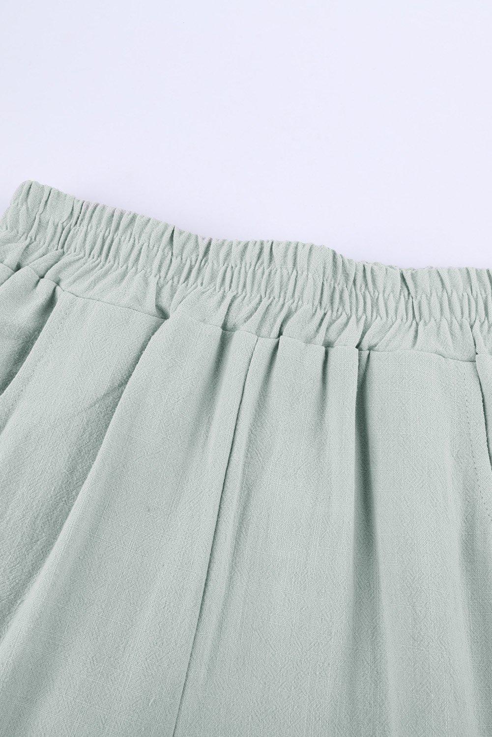 Linen Pocketed Elastic Waistband Joggers BLUE ZONE PLANET