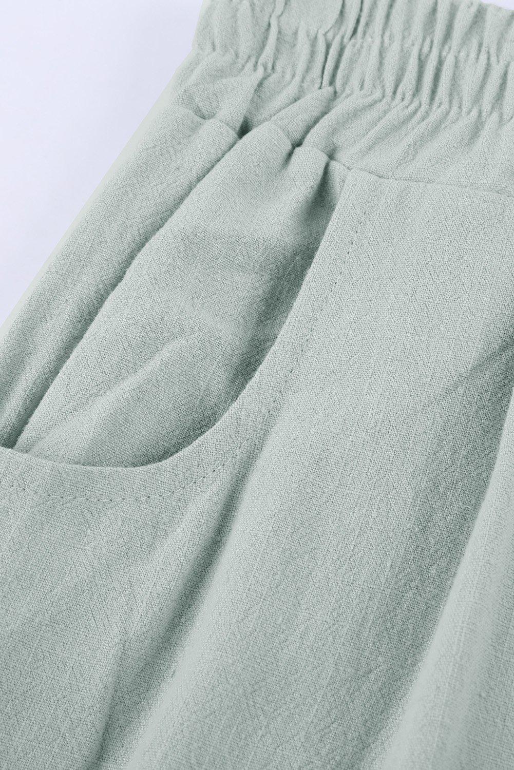 Linen Pocketed Elastic Waistband Joggers BLUE ZONE PLANET