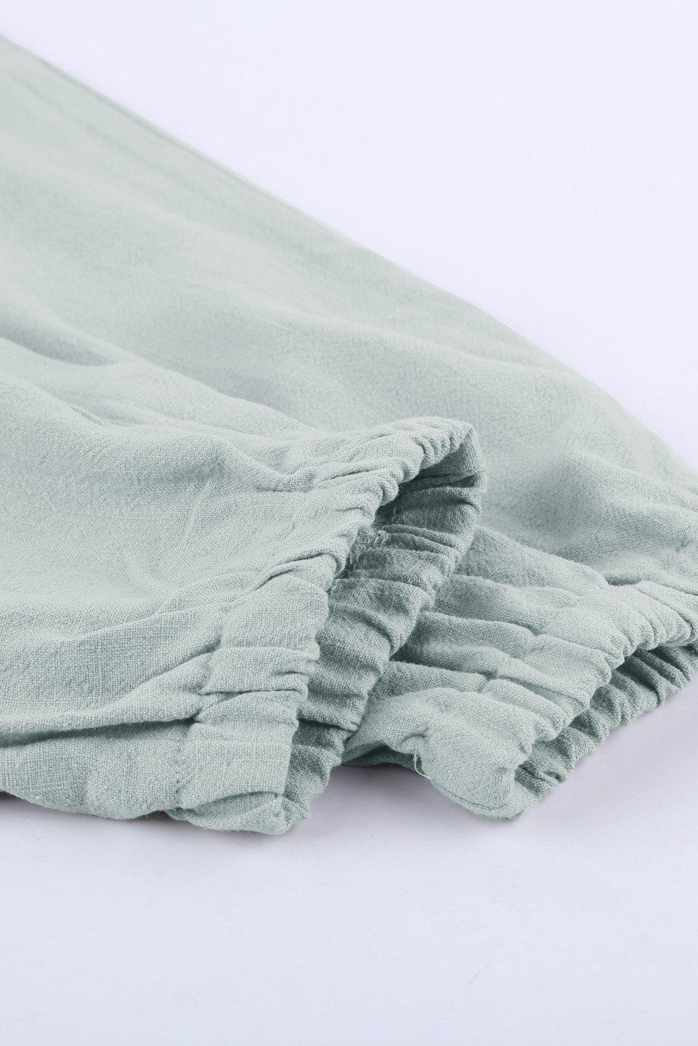 Linen Pocketed Elastic Waistband Joggers BLUE ZONE PLANET