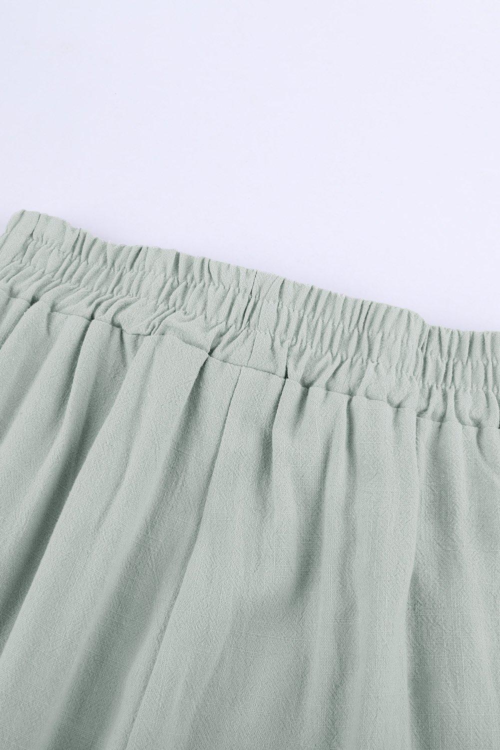 Linen Pocketed Elastic Waistband Joggers BLUE ZONE PLANET