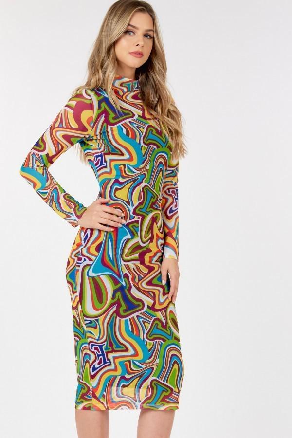 Long Sleeve Bodycon With Letter Print Blue Zone Planet