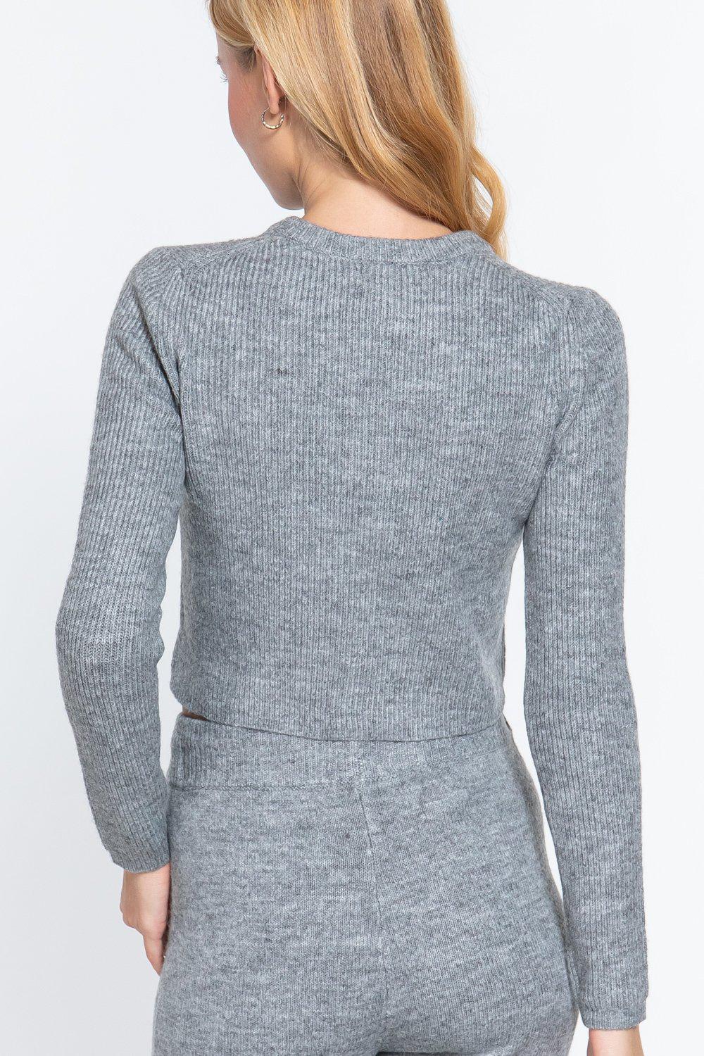 Long Sleeve Crew Neck Sweater Top Blue Zone Planet