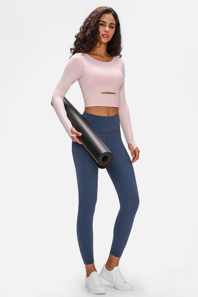 Long Sleeve Cropped Top With Sports Strap BLUE ZONE PLANET