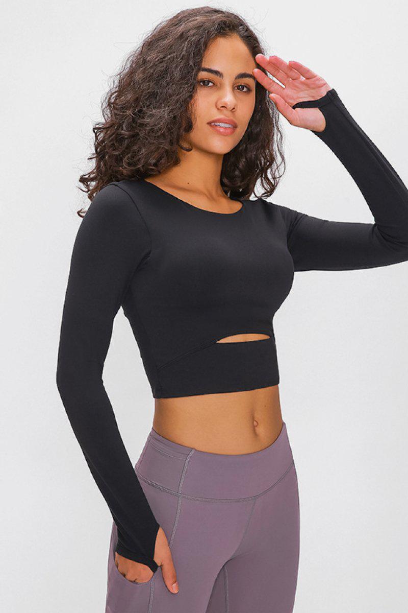 Long Sleeve Cropped Top With Sports Strap BLUE ZONE PLANET
