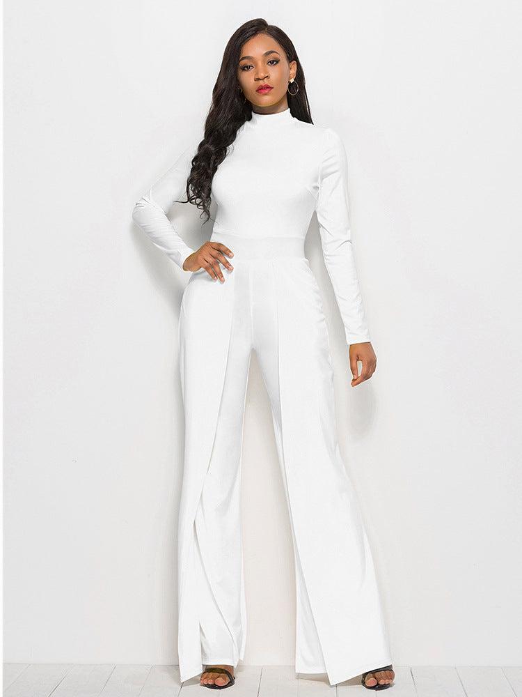Long Sleeve Mock Neck Wide Leg Jumpsuit BLUE ZONE PLANET