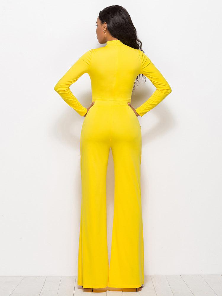 Long Sleeve Mock Neck Wide Leg Jumpsuit BLUE ZONE PLANET