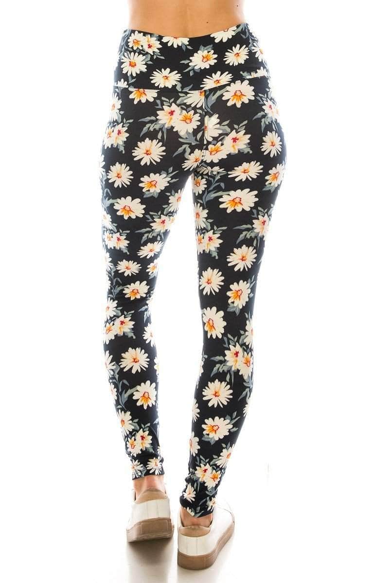 Long Yoga Style Banded Lined Multi Printed Knit Legging With High Waist Blue Zone Planet
