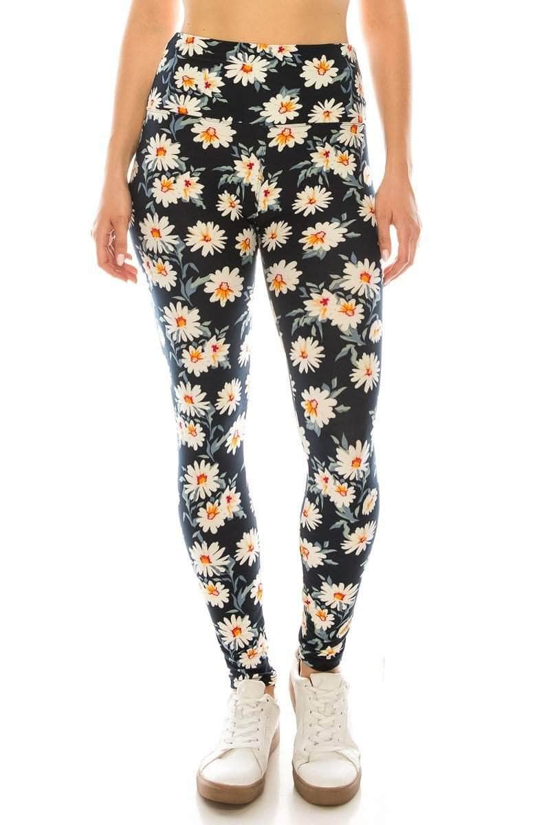 Long Yoga Style Banded Lined Multi Printed Knit Legging With High Waist Blue Zone Planet