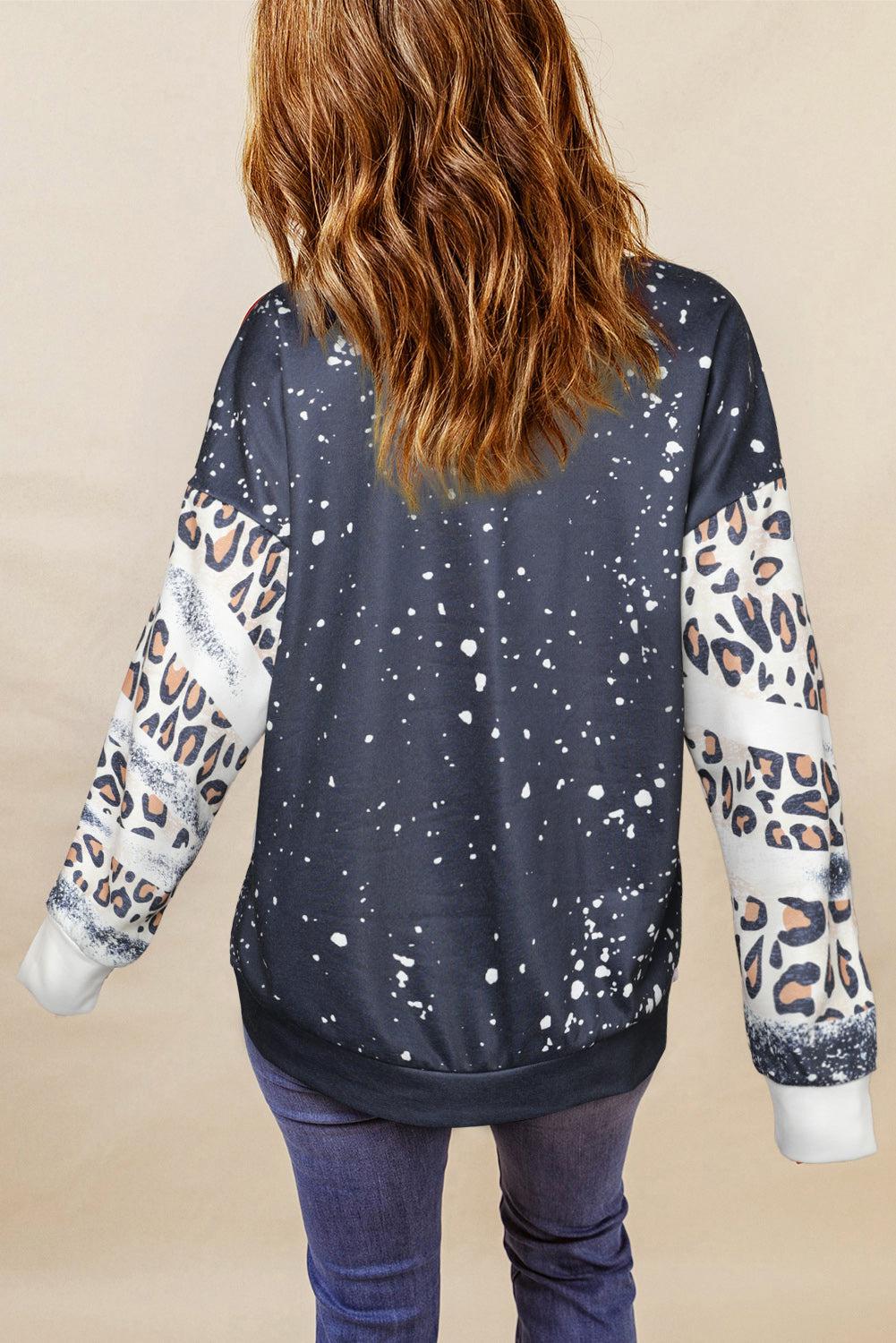 MAMA Lightning Graphic Leopard Sweatshirt BLUE ZONE PLANET