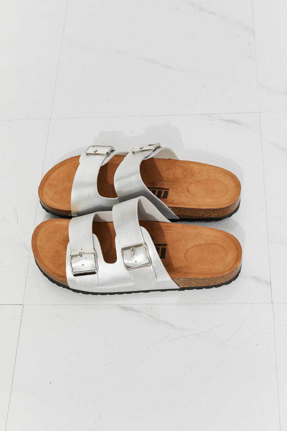 MMShoes Best Life Double-Banded Slide Sandal in Silver BLUE ZONE PLANET