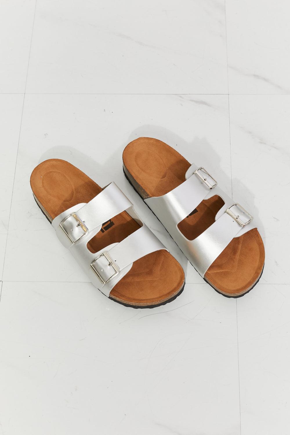 MMShoes Best Life Double-Banded Slide Sandal in Silver BLUE ZONE PLANET