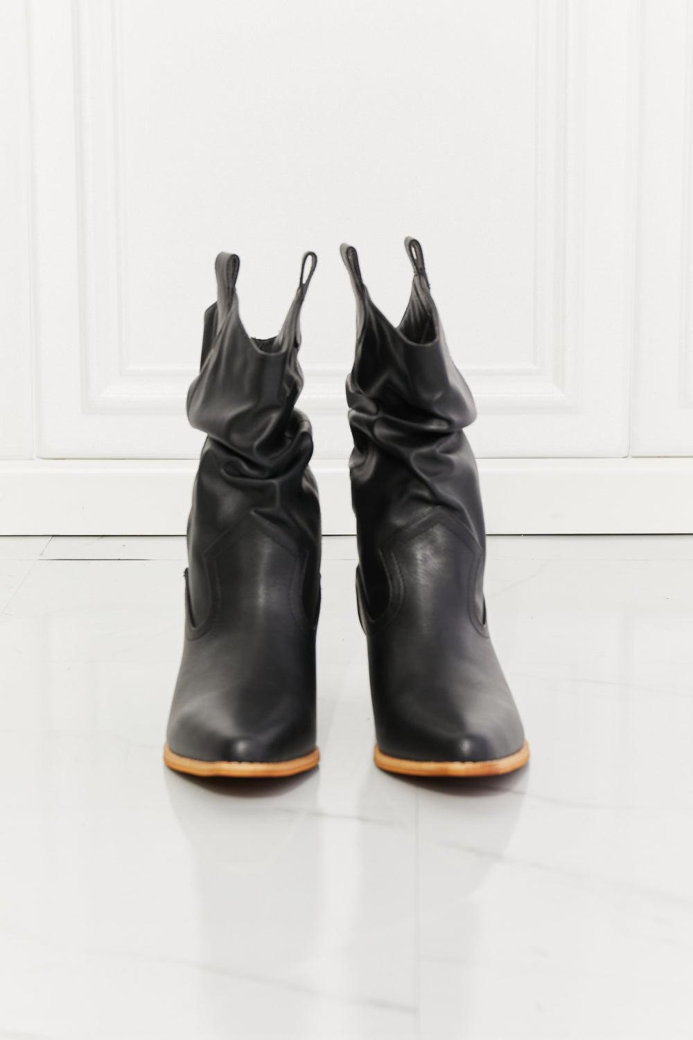 MMShoes Better in Texas Scrunch Cowboy Boots in Black BLUE ZONE PLANET
