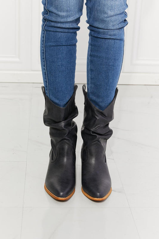 MMShoes Better in Texas Scrunch Cowboy Boots in Navy BLUE ZONE PLANET