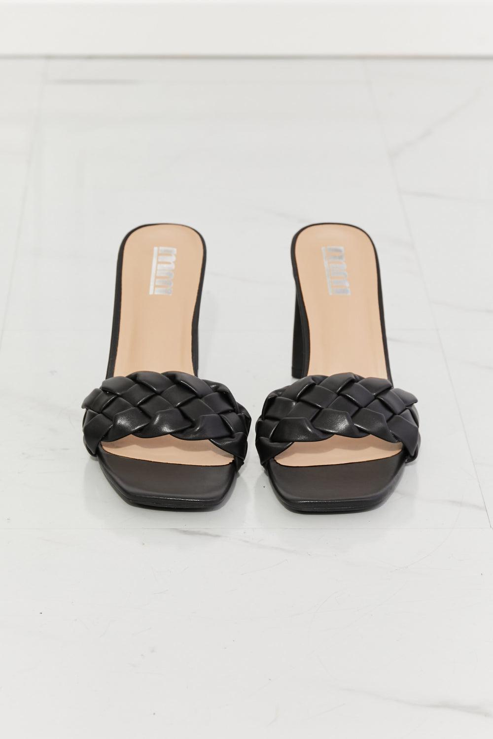 MMShoes In Love Double Braided Block Heel Sandal in Black BLUE ZONE PLANET