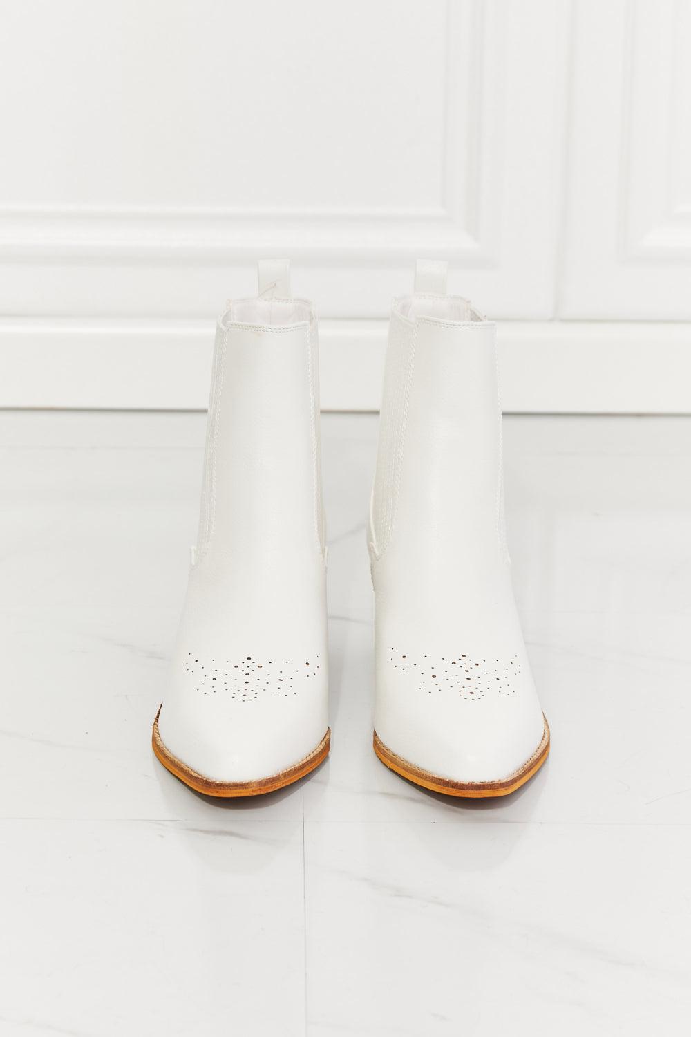 MMShoes Love the Journey Stacked Heel Chelsea Boot in White BLUE ZONE PLANET