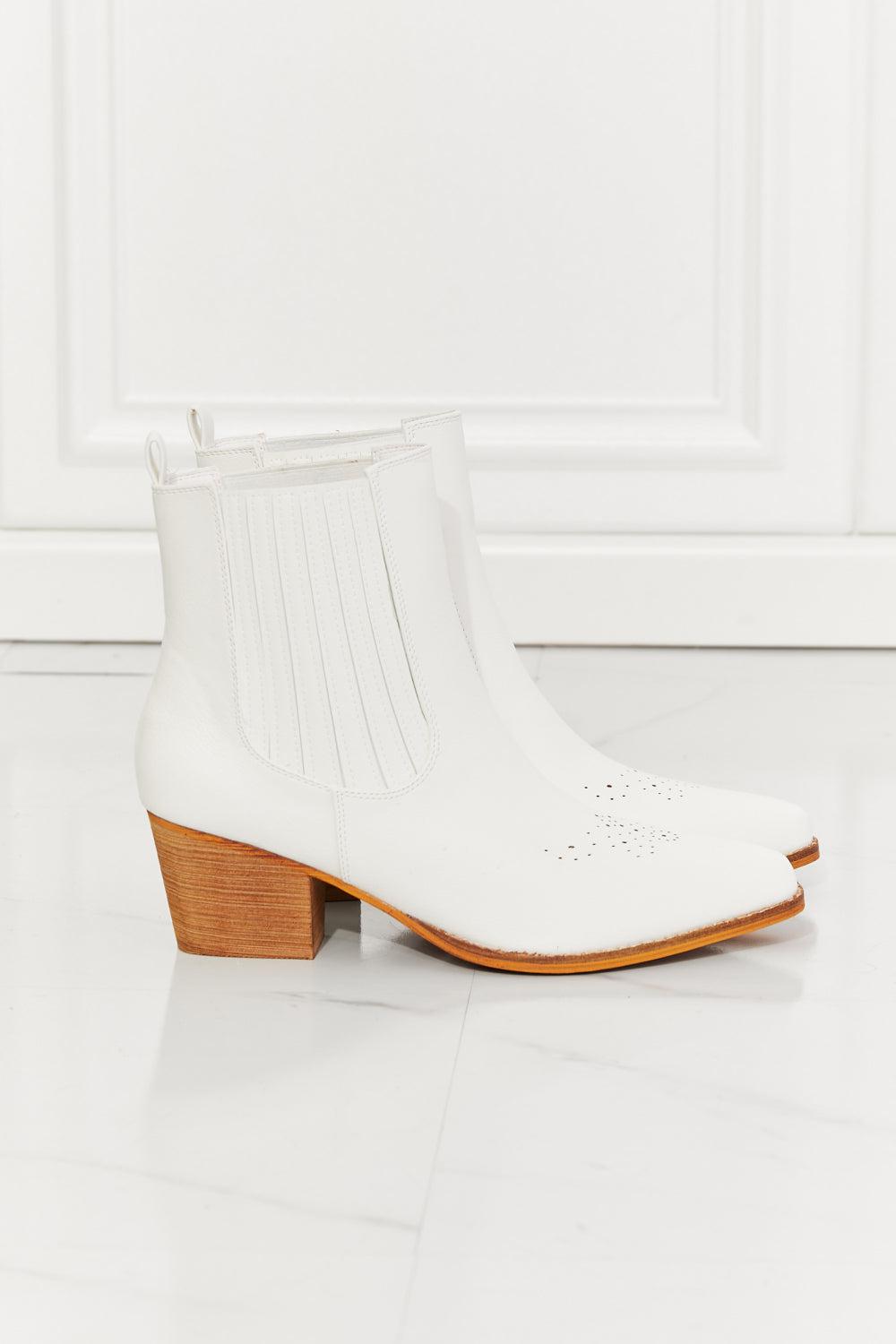 MMShoes Love the Journey Stacked Heel Chelsea Boot in White BLUE ZONE PLANET