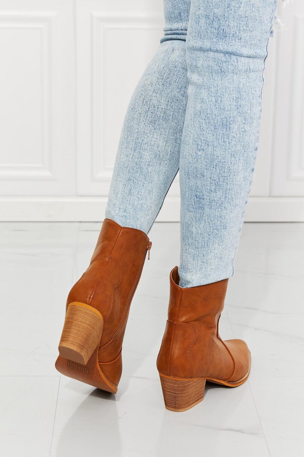 MMShoes Watertower Town Faux Leather Western Ankle Boots in Ochre BLUE ZONE PLANET