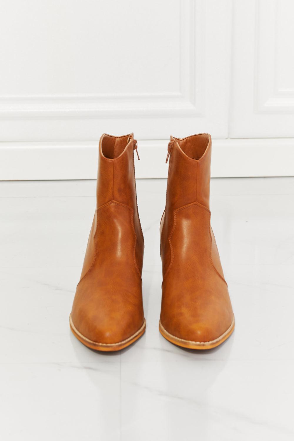 MMShoes Watertower Town Faux Leather Western Ankle Boots in Ochre BLUE ZONE PLANET