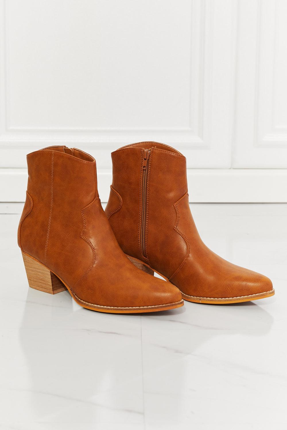 MMShoes Watertower Town Faux Leather Western Ankle Boots in Ochre BLUE ZONE PLANET