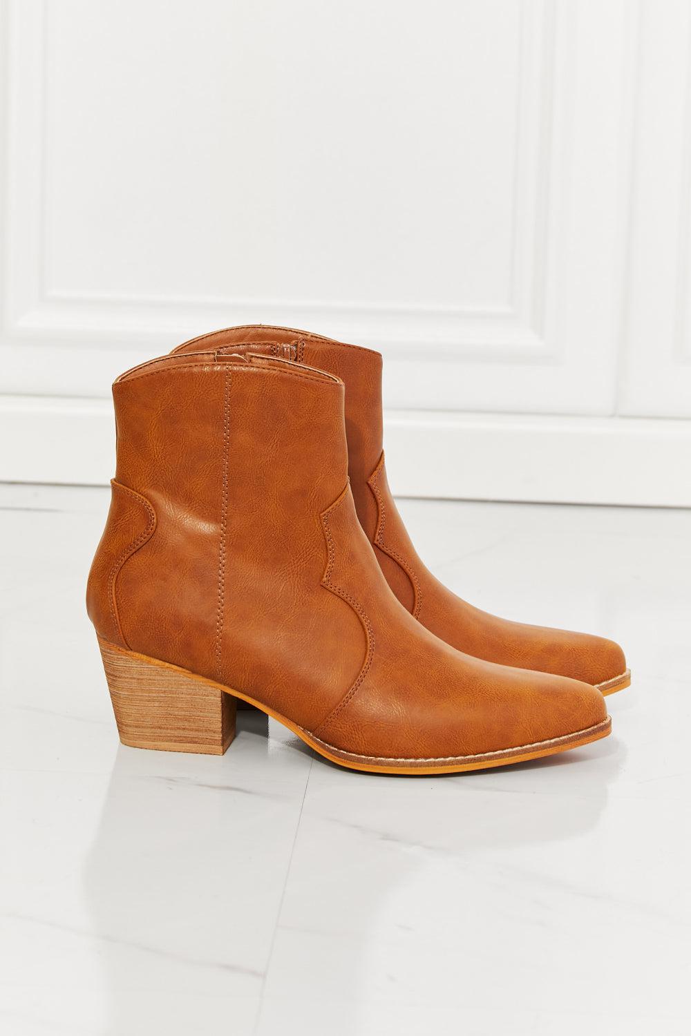 MMShoes Watertower Town Faux Leather Western Ankle Boots in Ochre BLUE ZONE PLANET