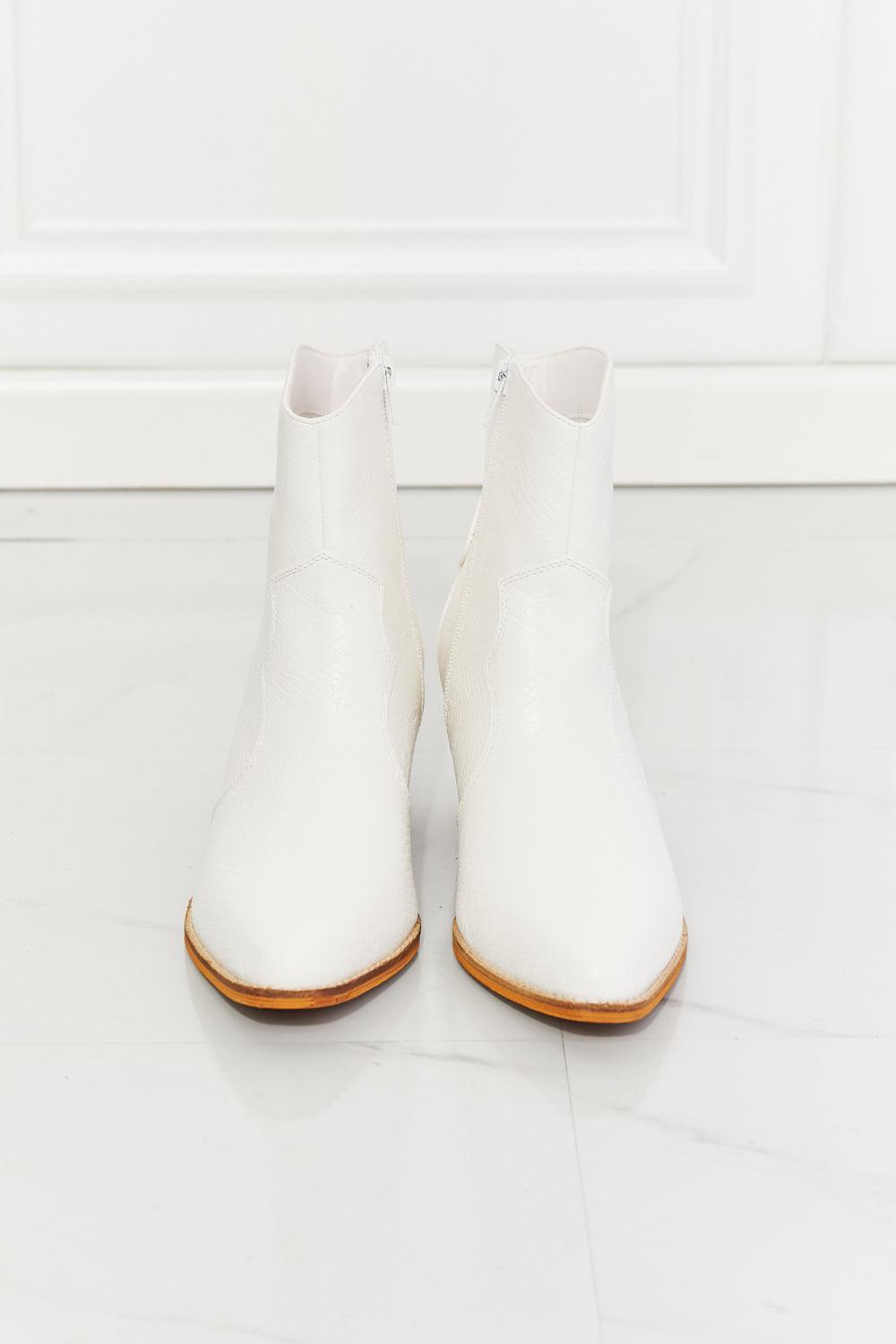MMShoes Watertower Town Faux Leather Western Ankle Boots in White BLUE ZONE PLANET