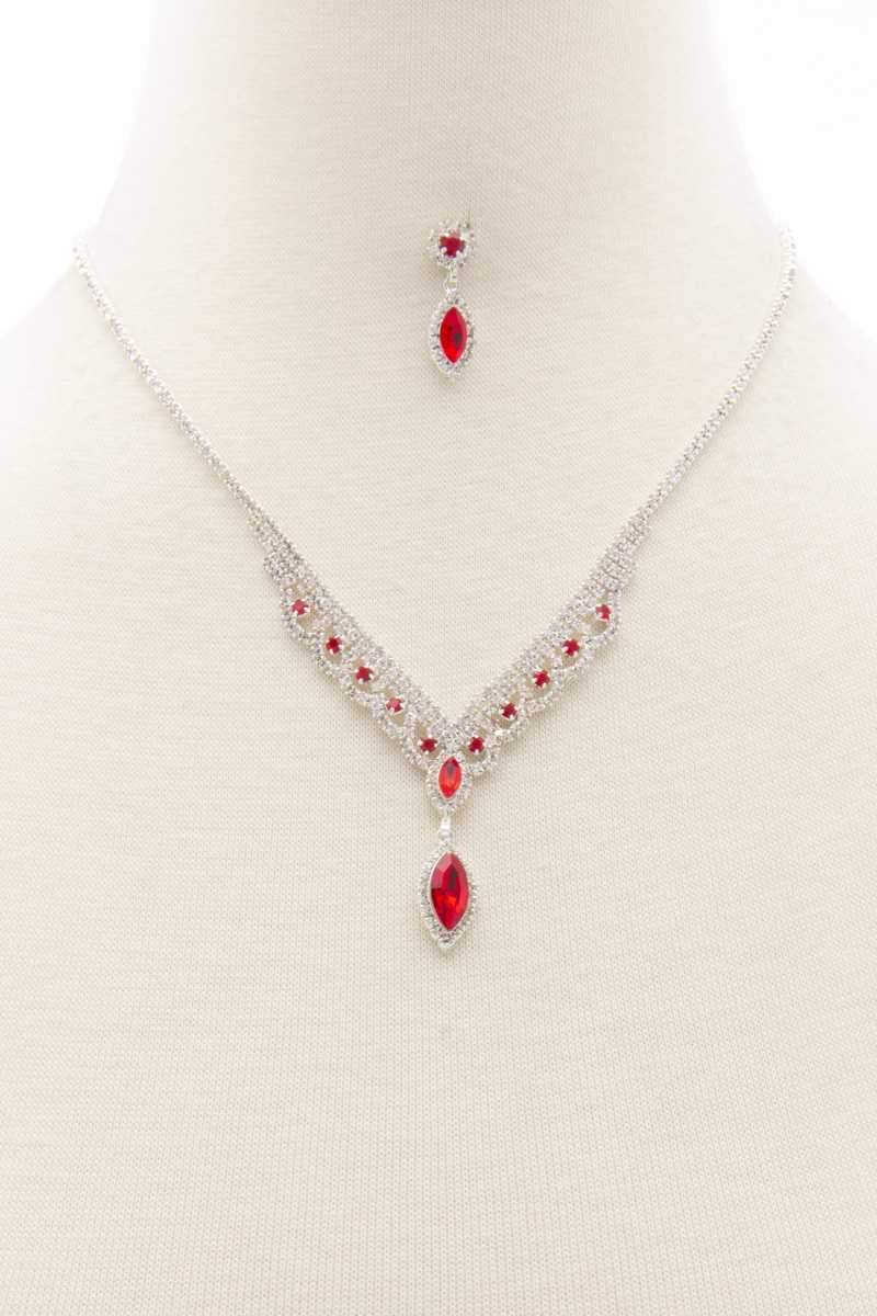 Marquise Shape Rhinestone Necklace Blue Zone Planet