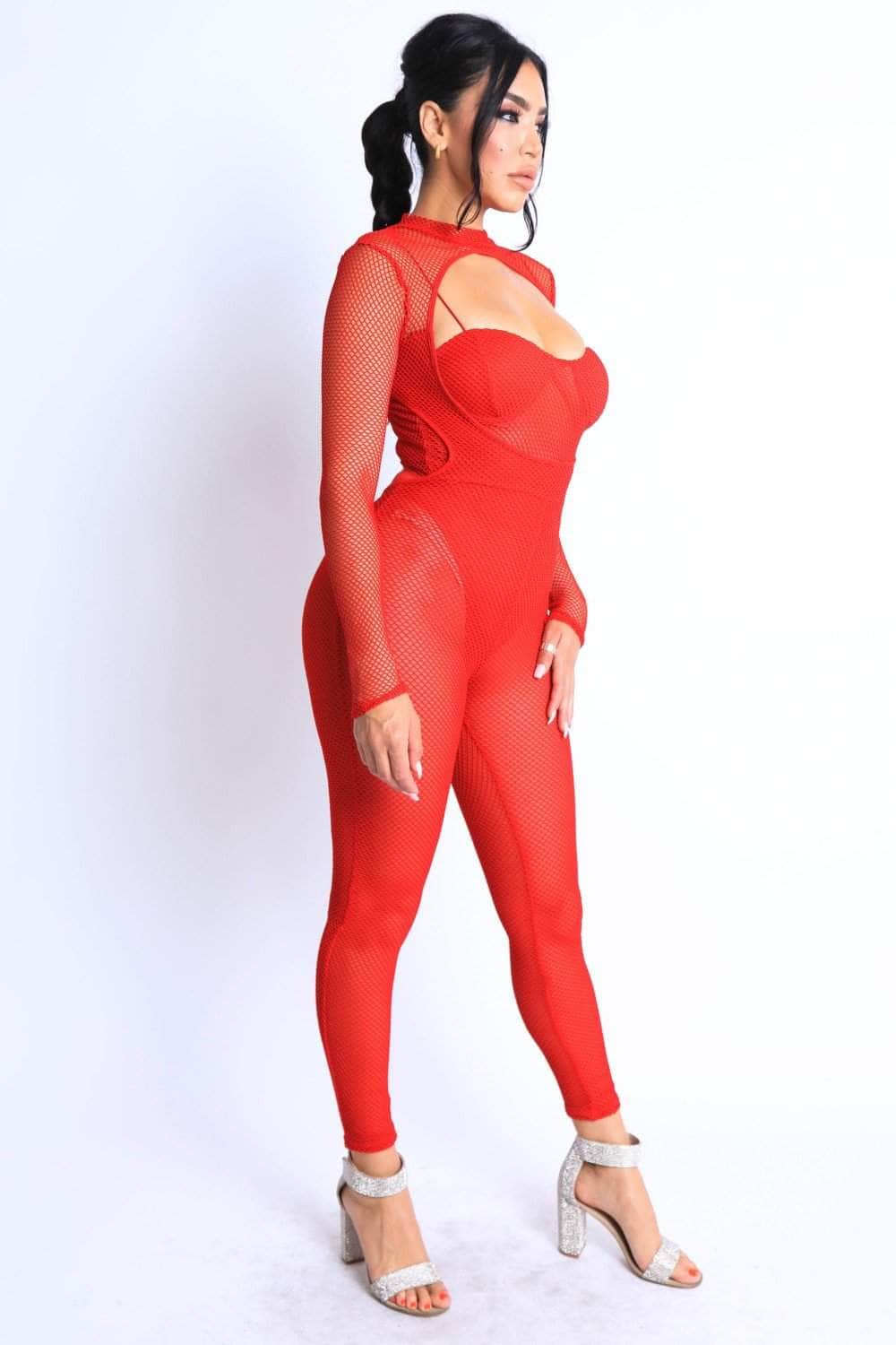 Mesh Crop Jumpsuit Set Blue Zone Planet