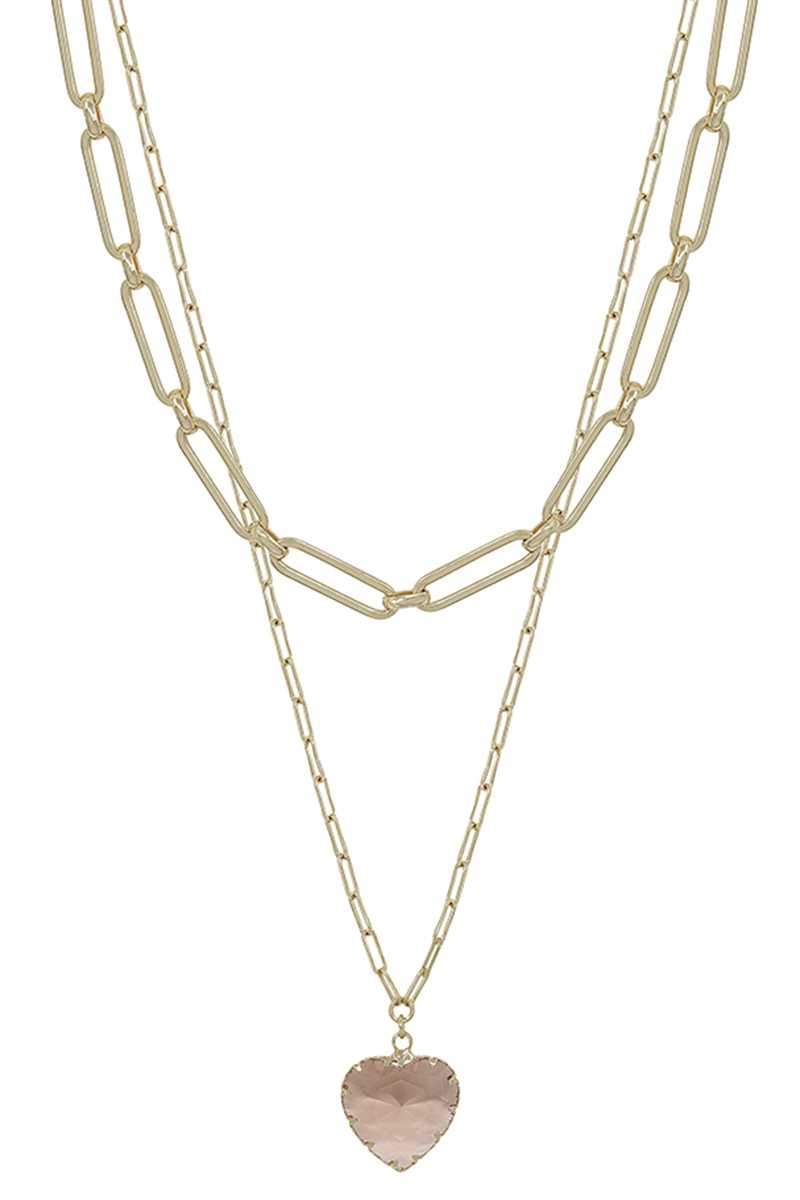 Metal Chain Heart Pendant 2 Layered Necklace Blue Zone Planet