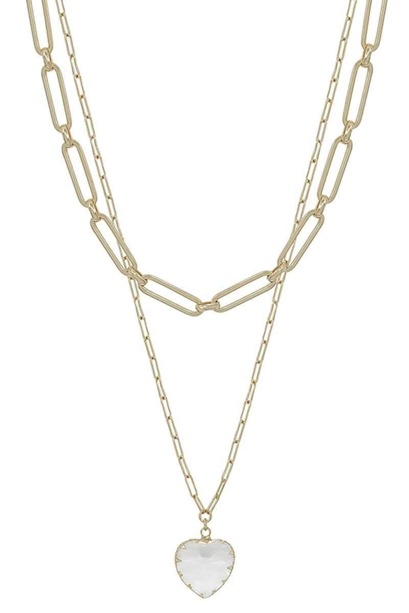 Metal Chain Heart Pendant 2 Layered Necklace Blue Zone Planet