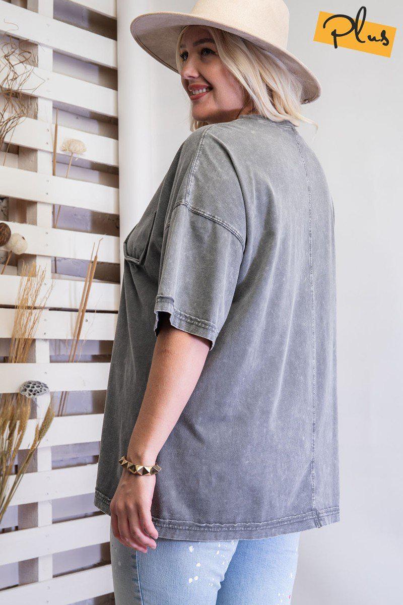 Mineral Washed Cotton Jersey Boxy Tunic Blue Zone Planet