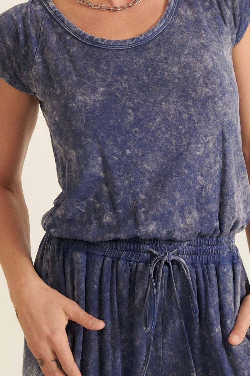 Mineral Washed Finish Knit Jumpsuit Blue Zone Planet