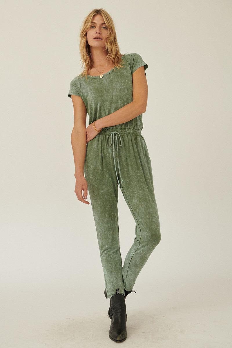 Mineral Washed Finish Knit Jumpsuit Blue Zone Planet
