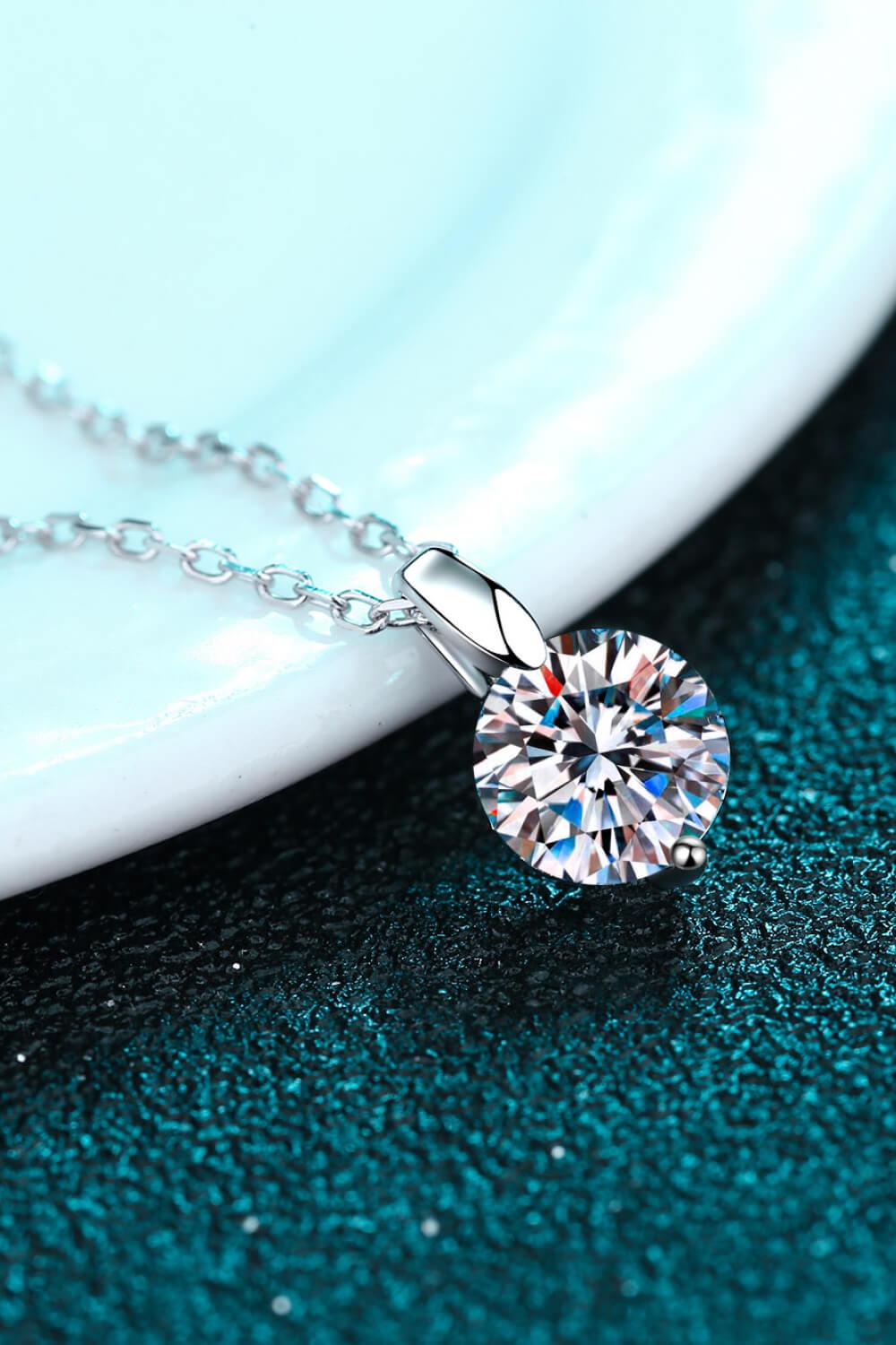Minimalist 925 Sterling Silver Moissanite Pendant Necklace BLUE ZONE PLANET