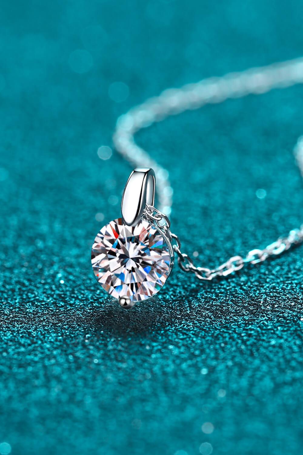 Minimalist 925 Sterling Silver Moissanite Pendant Necklace BLUE ZONE PLANET