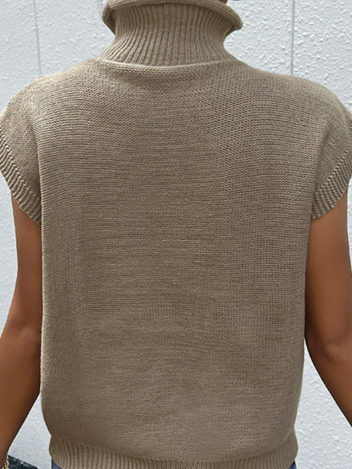 Mixed Knit Turtleneck Sweater Vest BLUE ZONE PLANET
