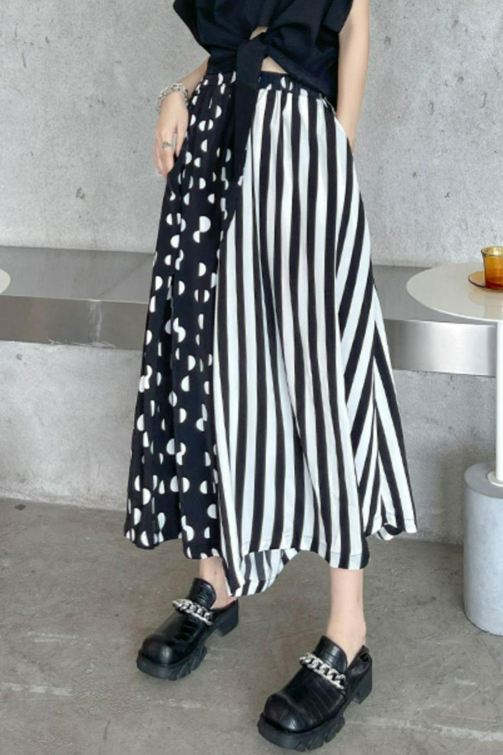 Mixed Print Cropped Culottes with Pockets BLUE ZONE PLANET
