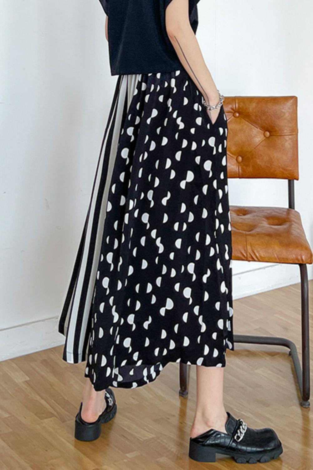 Mixed Print Cropped Culottes with Pockets BLUE ZONE PLANET