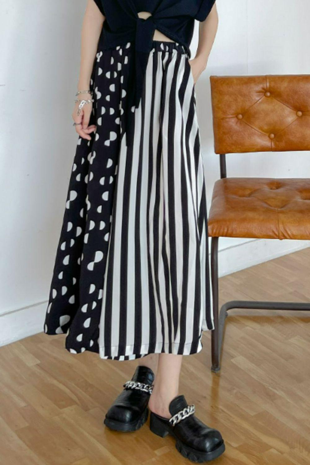 Mixed Print Cropped Culottes with Pockets BLUE ZONE PLANET