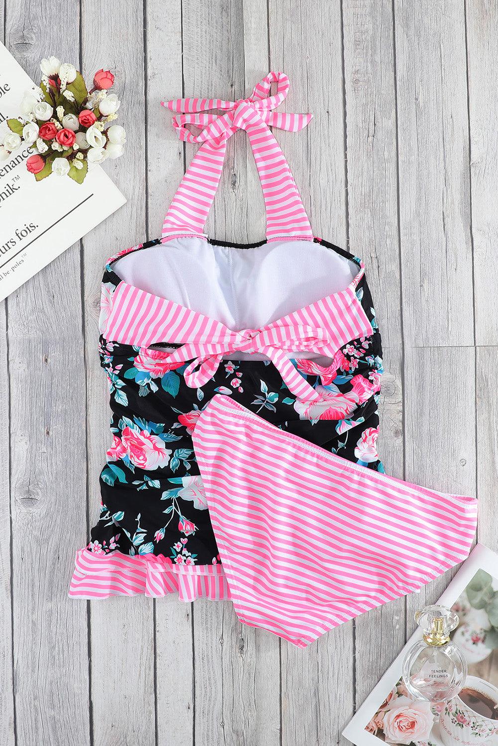 Mixed Print Tie-Back Two-Piece Swimsuit BLUE ZONE PLANET