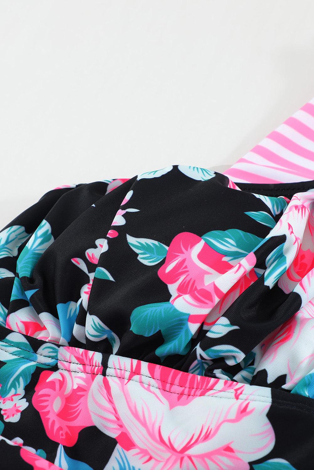 Mixed Print Tie-Back Two-Piece Swimsuit BLUE ZONE PLANET