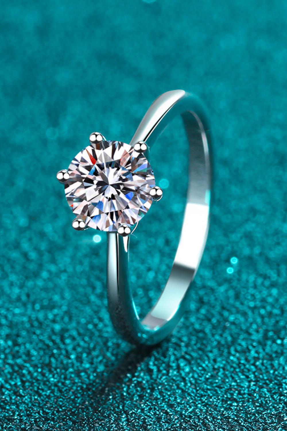 Moissanite 6-Prong Adjustable Ring BLUE ZONE PLANET