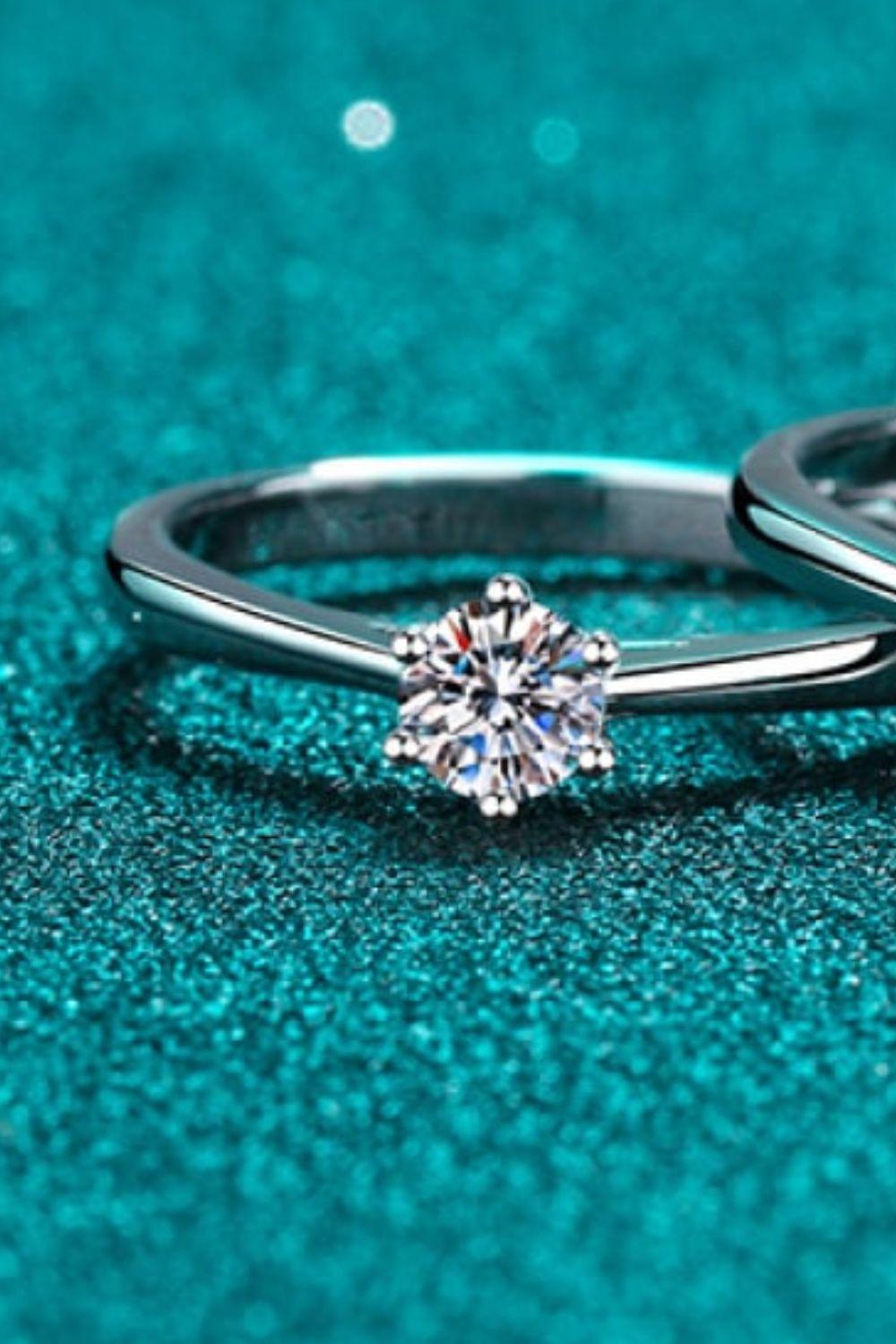 Moissanite 6-Prong Adjustable Ring BLUE ZONE PLANET
