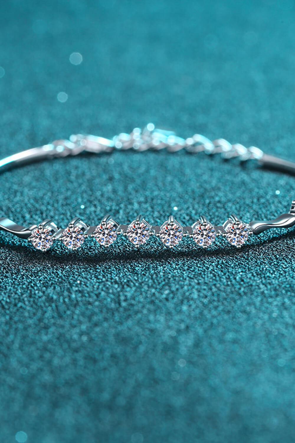 Moissanite 925 Sterling Silver Bracelet BLUE ZONE PLANET