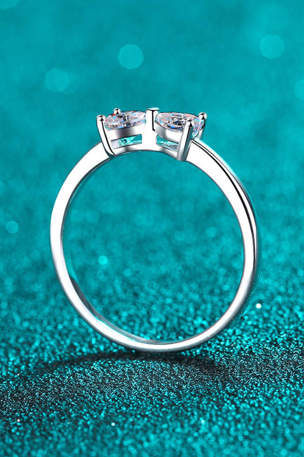 Moissanite Bow Rhodium-Plated Ring BLUE ZONE PLANET