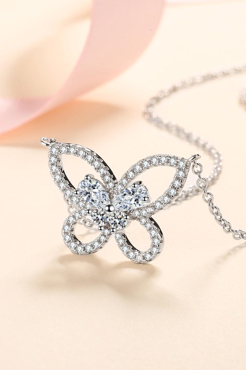 Moissanite Butterfly Pendant Necklace BLUE ZONE PLANET