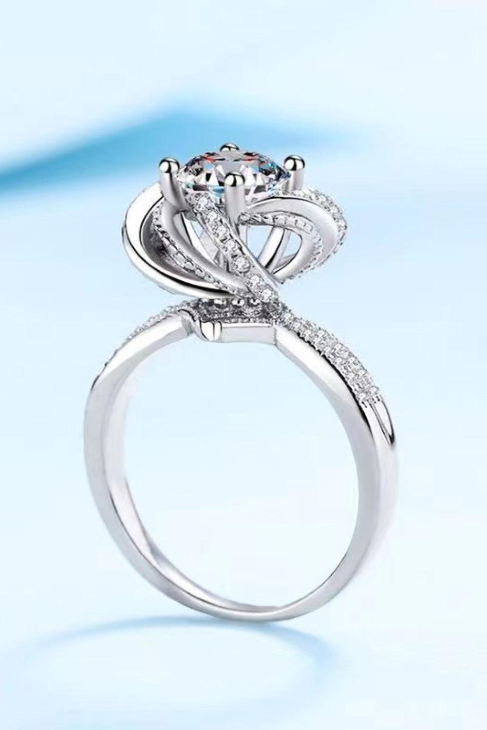 Moissanite Floral 18K Platinum-Plated Ring BLUE ZONE PLANET