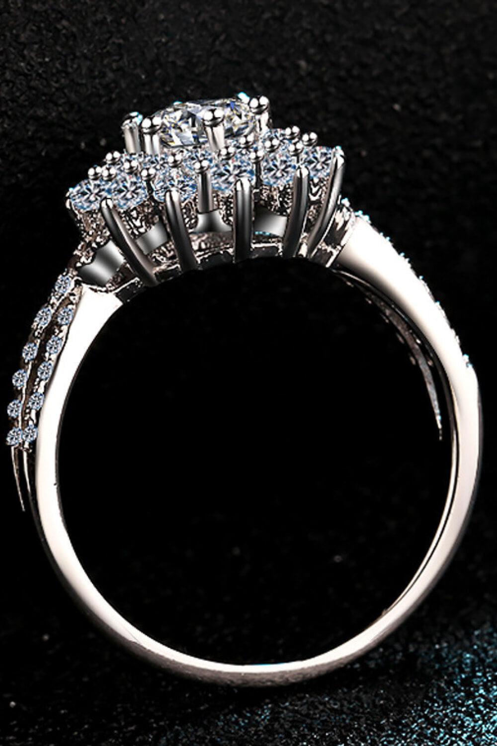 Moissanite Flower-Shape Split Shank Ring BLUE ZONE PLANET